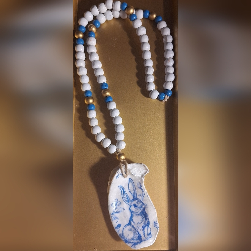 Easter Bunny Oyster Shell Necklace